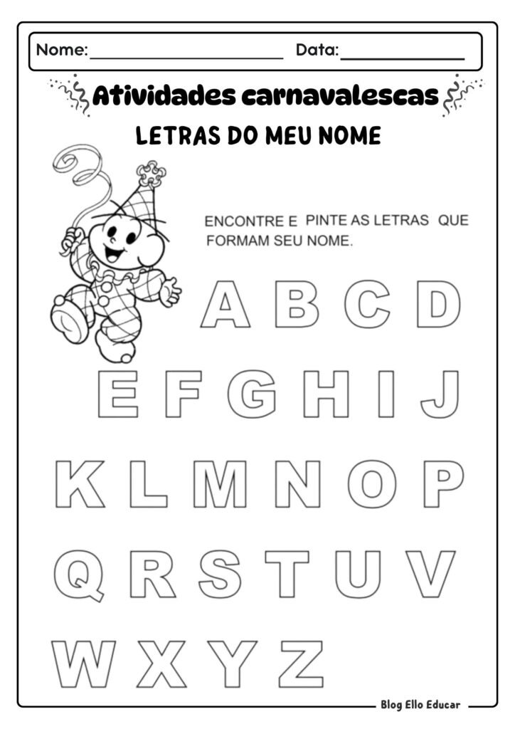 Atividades de Carnaval - alfabetização