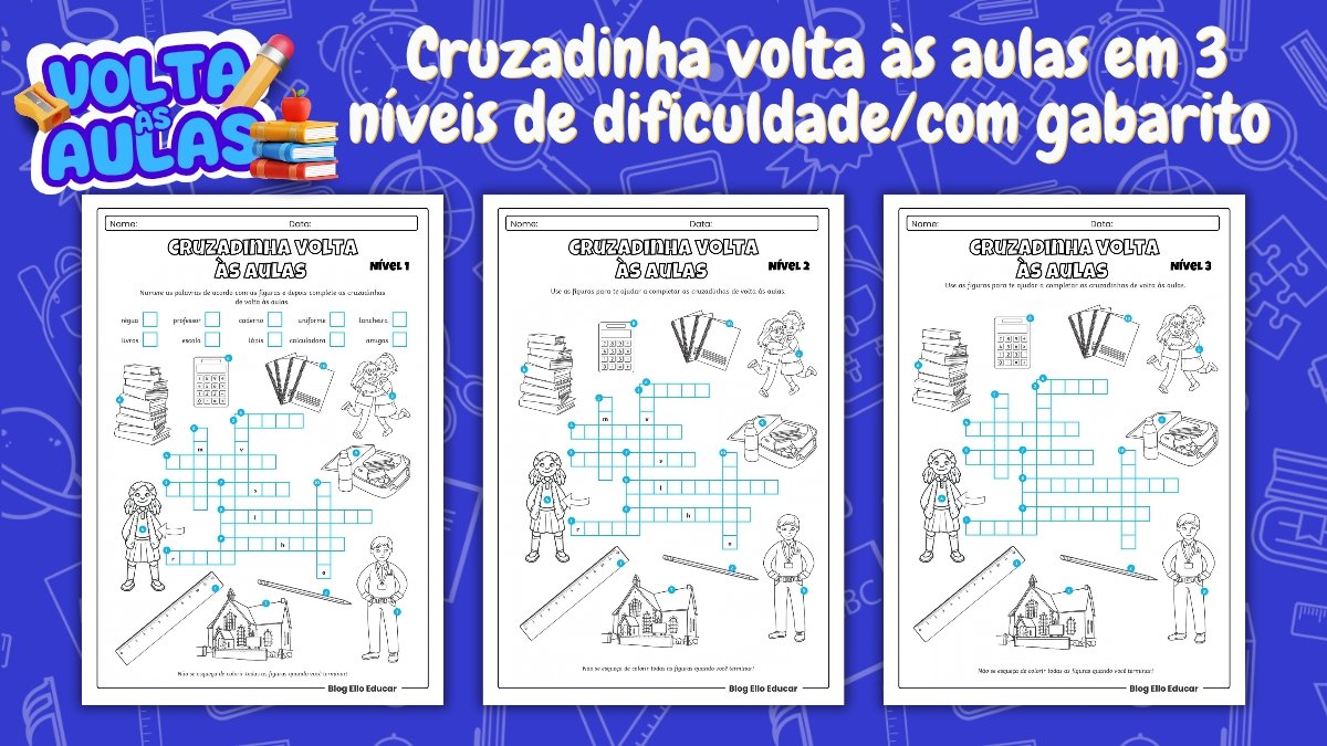 Cruzadinha volta às aulas: recurso grátis em PDF