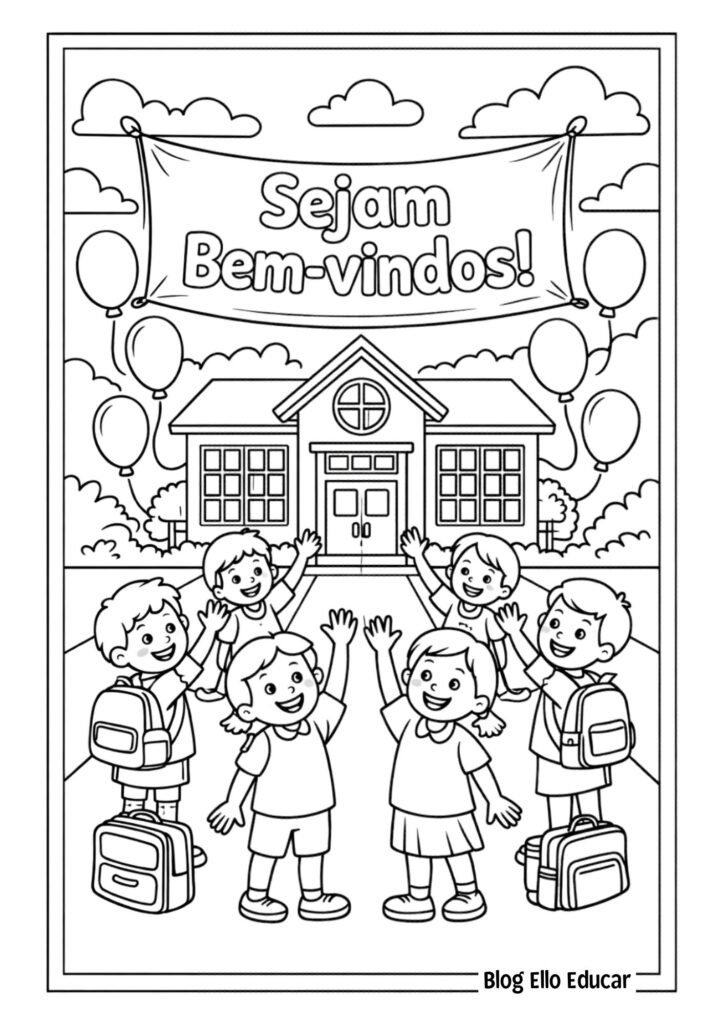 Desenho volta às aulas para colorir