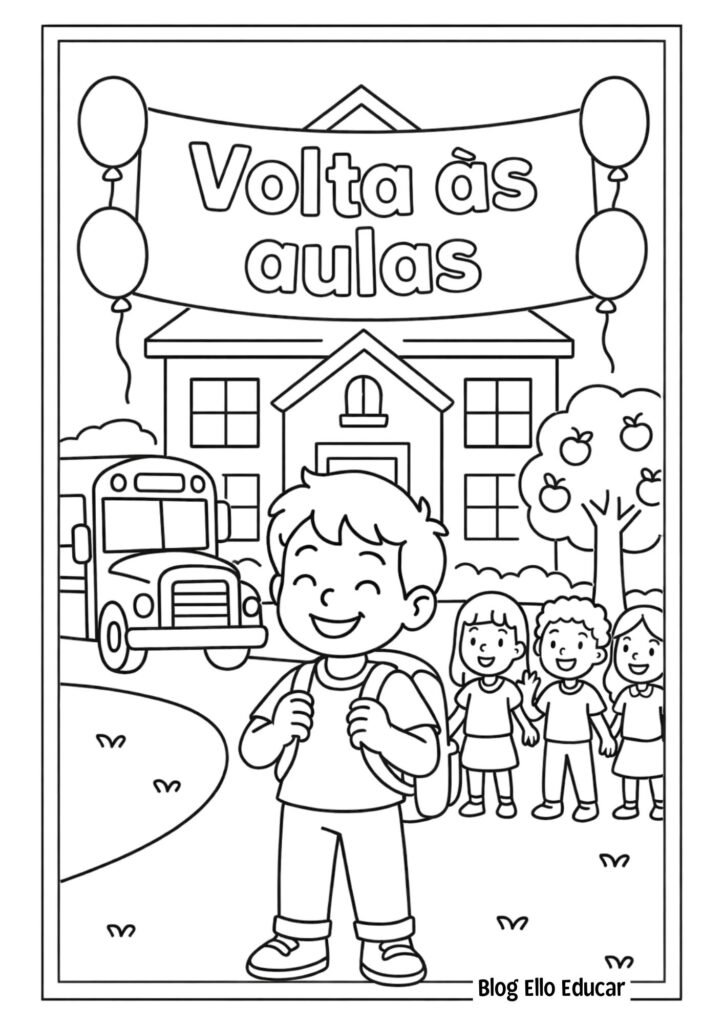 Desenho volta às aulas para colorir