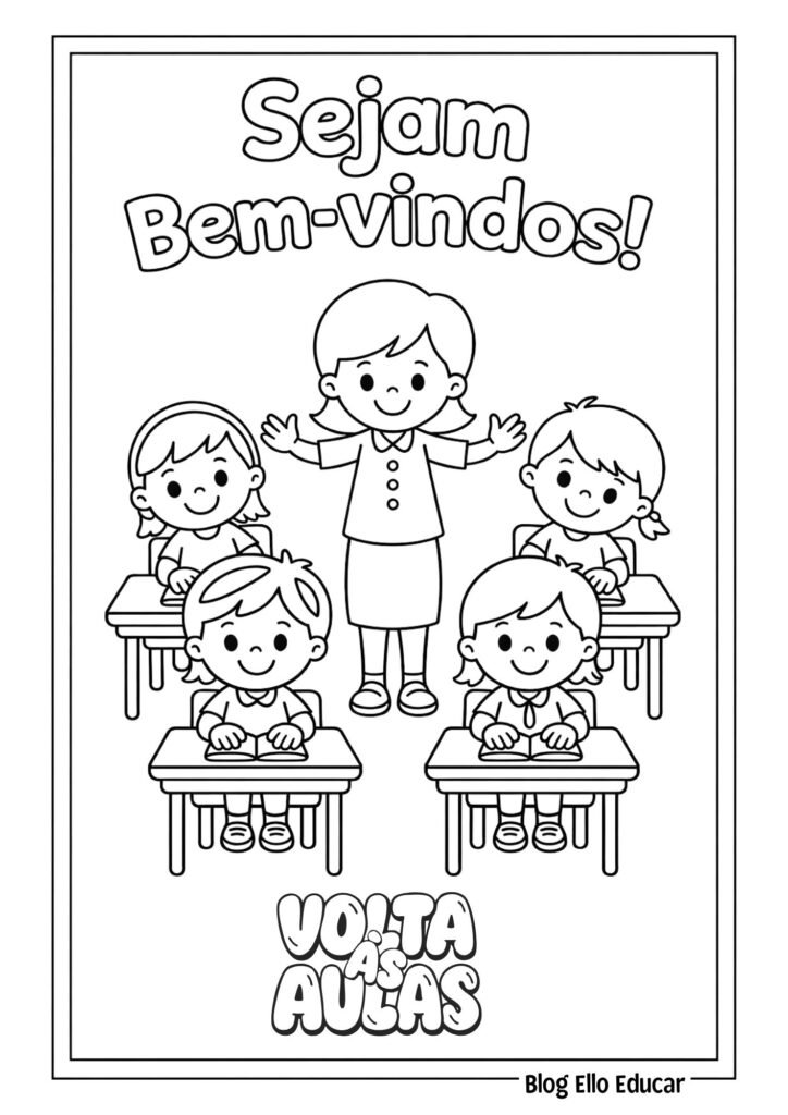 Desenho volta às aulas para colorir