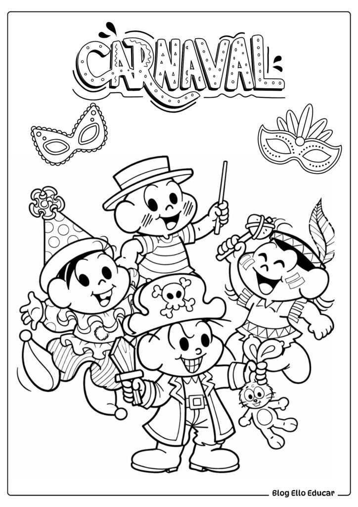Desenhos sobre Carnaval para colorir