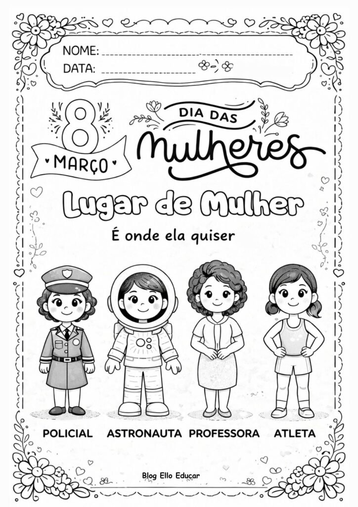 Desenhos do Dia da Mulher para colorir