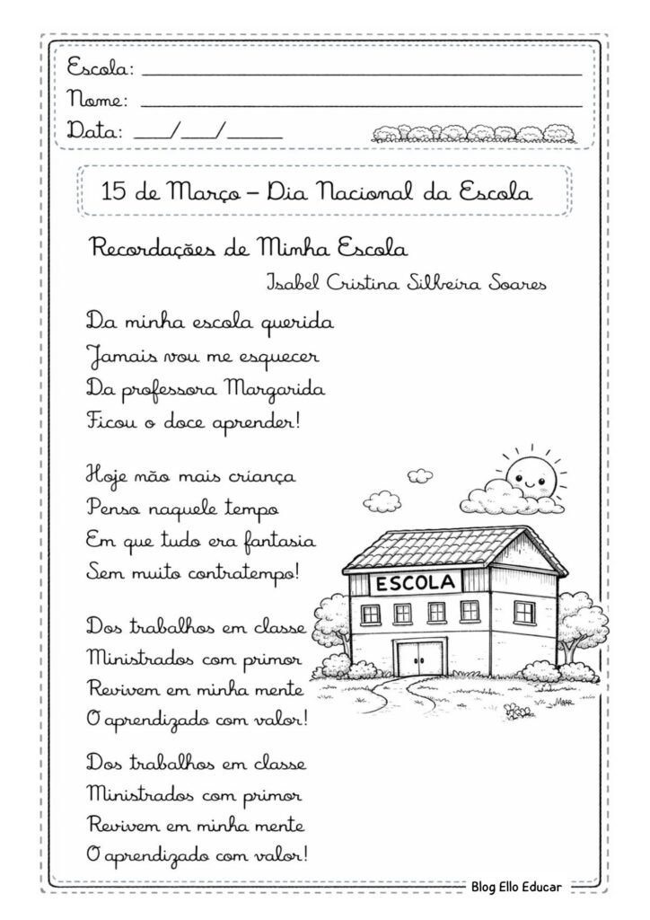 Atividade Dia da escola 5° ano