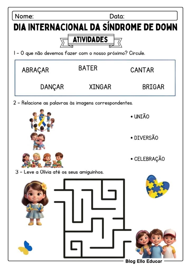 Atividades Dia internacional da Síndrome de Down