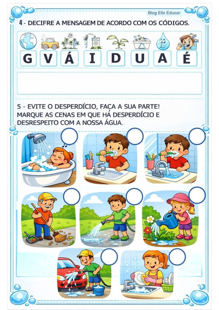 Atividades Dia da Água 1° e 2° ano