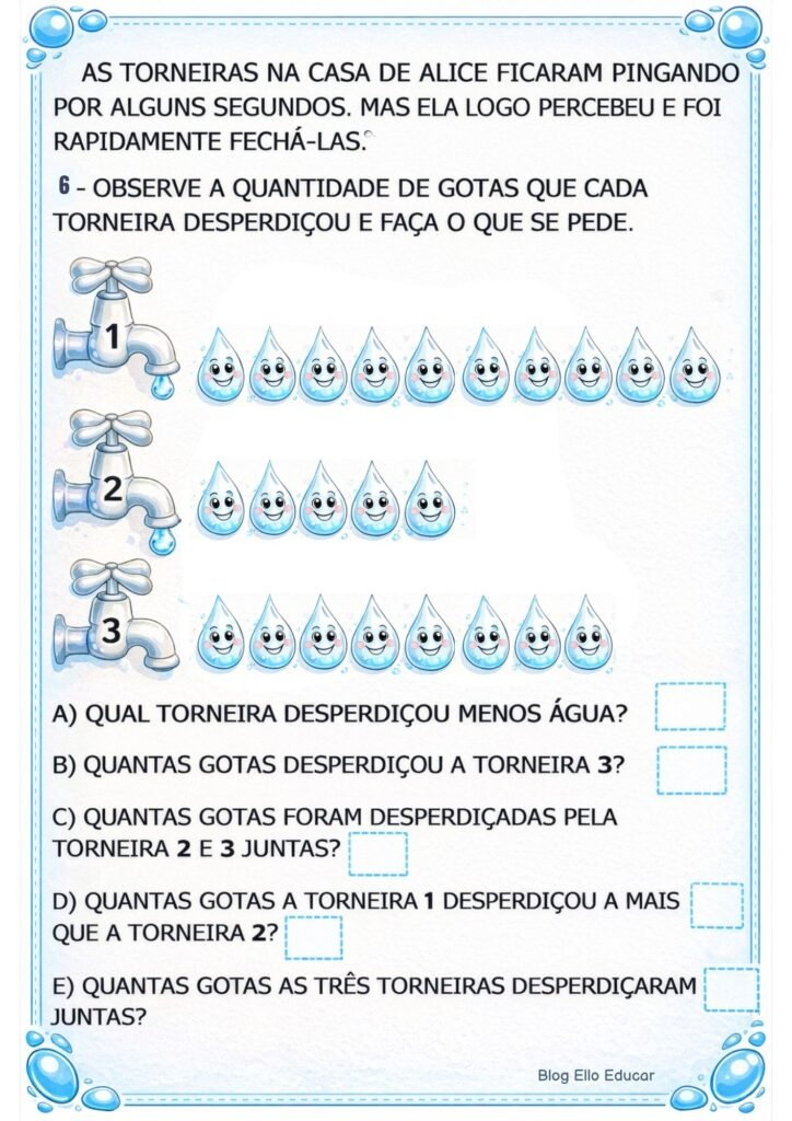 Atividades Dia da Água 1° e 2° ano