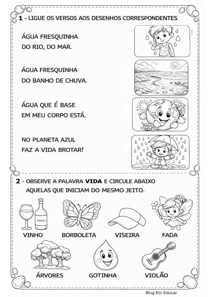 Atividades Dia da Água 1° e 2° ano