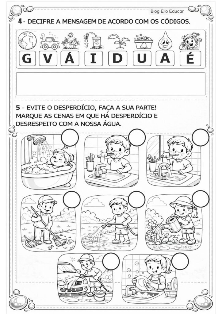 Atividades Dia da Água 1° e 2° ano