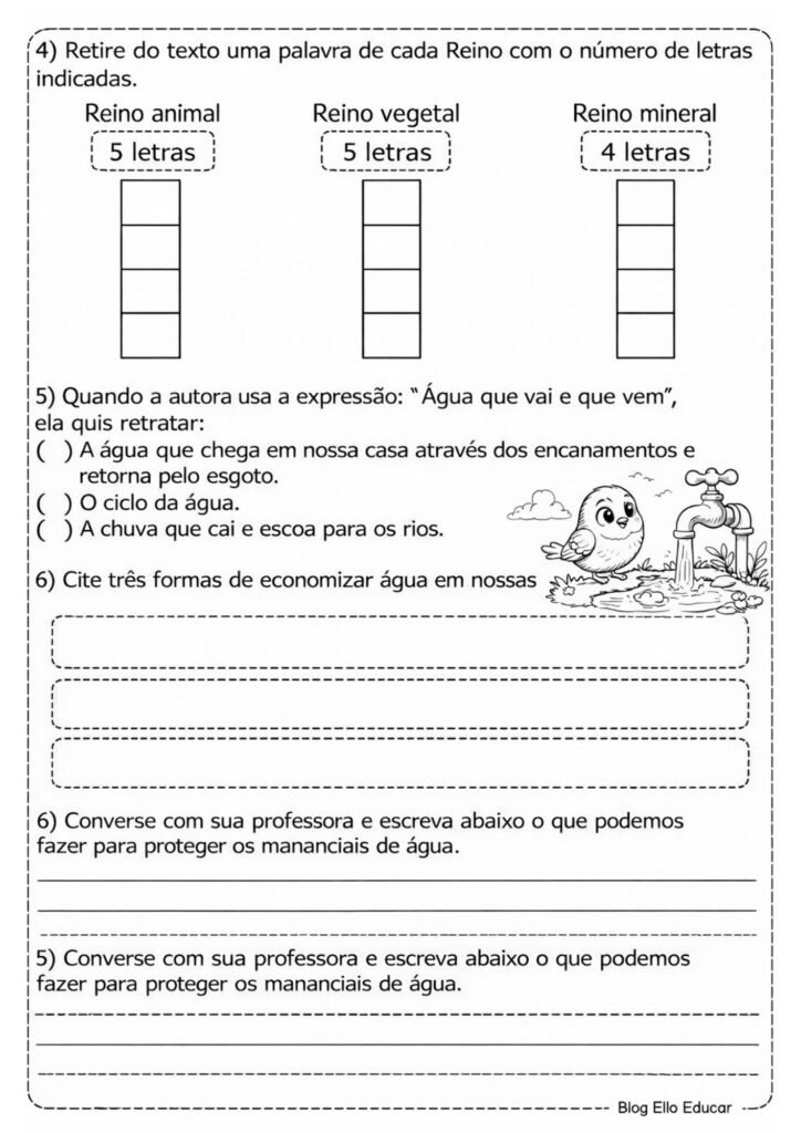 Atividades Dia da Água 3° ano