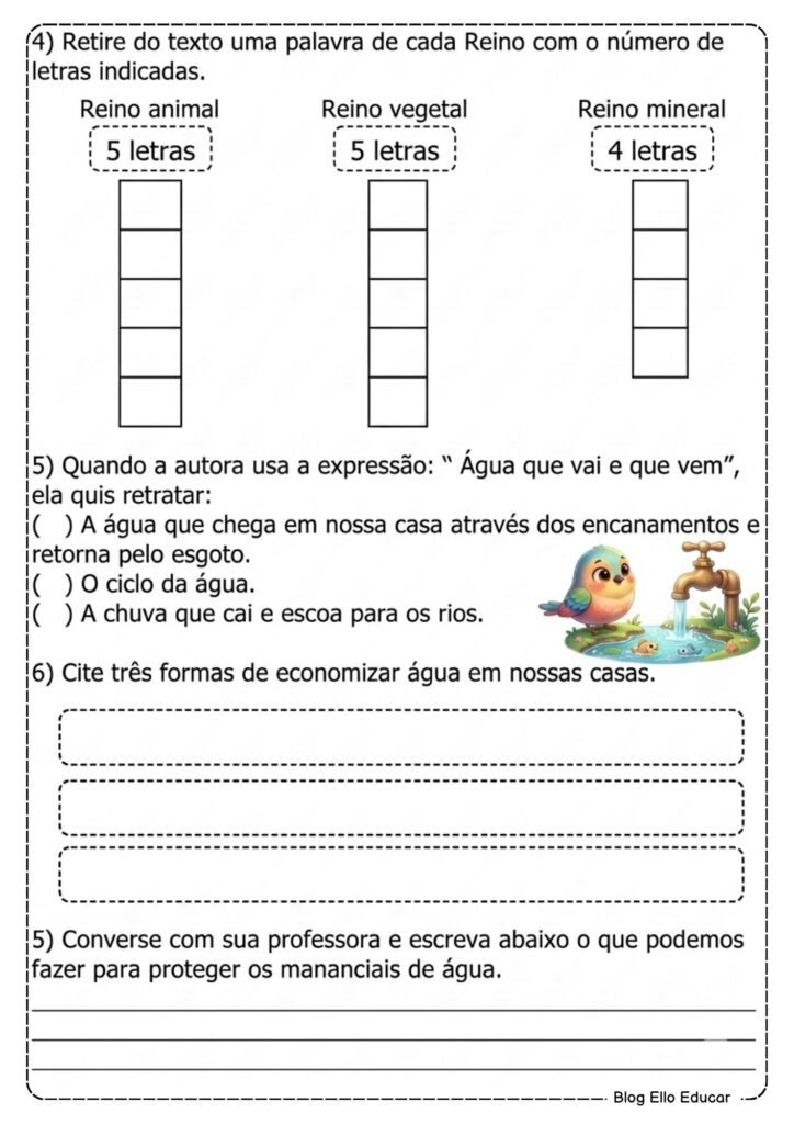 Atividades Dia da Água 3° ano