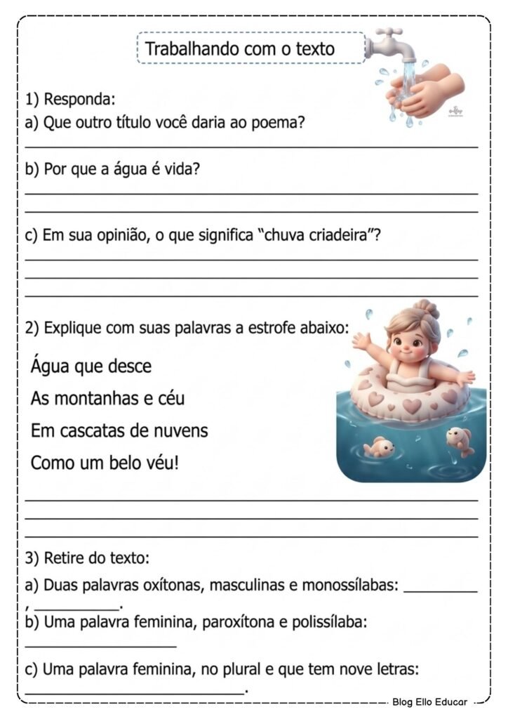 Atividades Dia da Água 3° ano