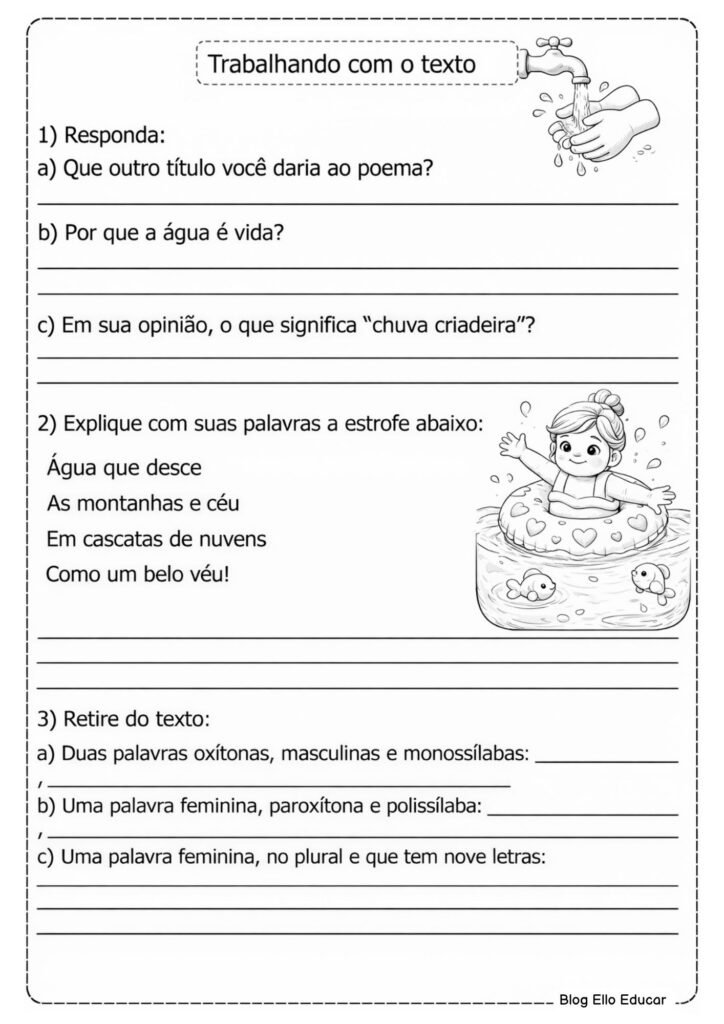 Atividades Dia da Água 3° ano