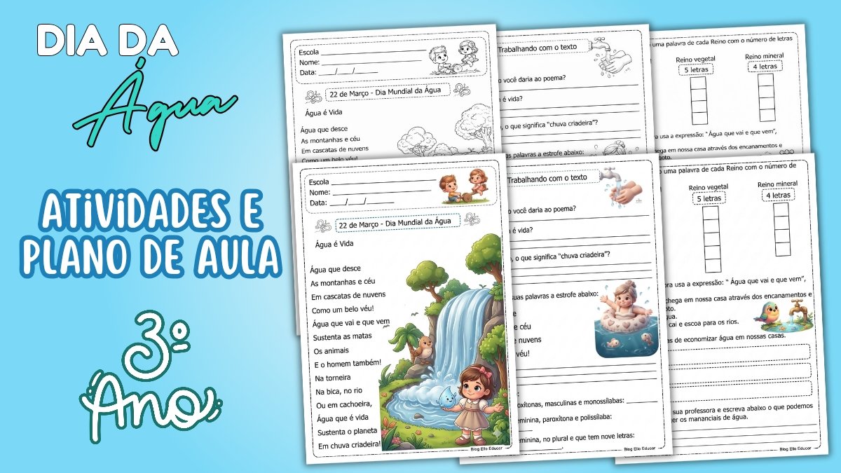 Atividades Dia da Água para 3° ano