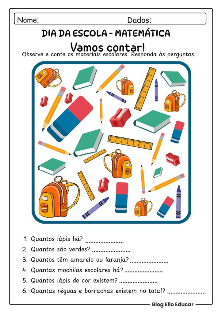 Atividades Dia da Escola 2° ano