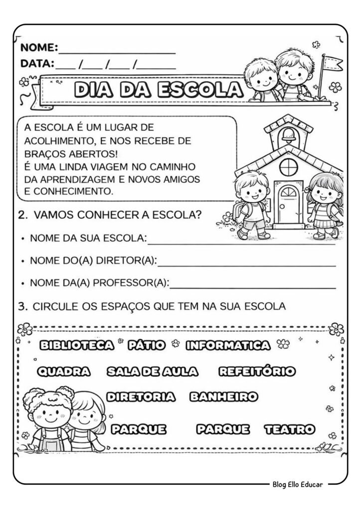 Atividades Dia da Escola 2° ano