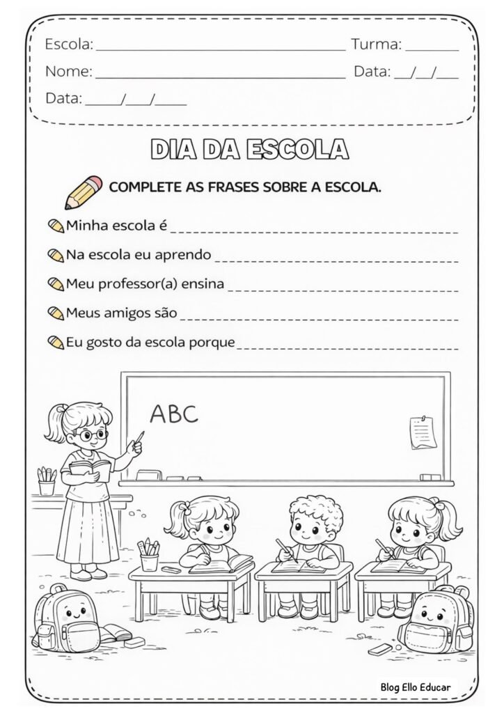 Atividades Dia da Escola 2° ano