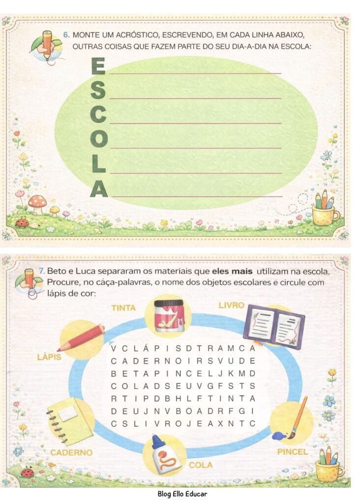 Atividades Dia da Escola 3° ano