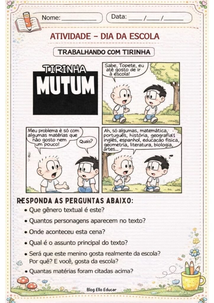 Atividades Dia da Escola 4° ano