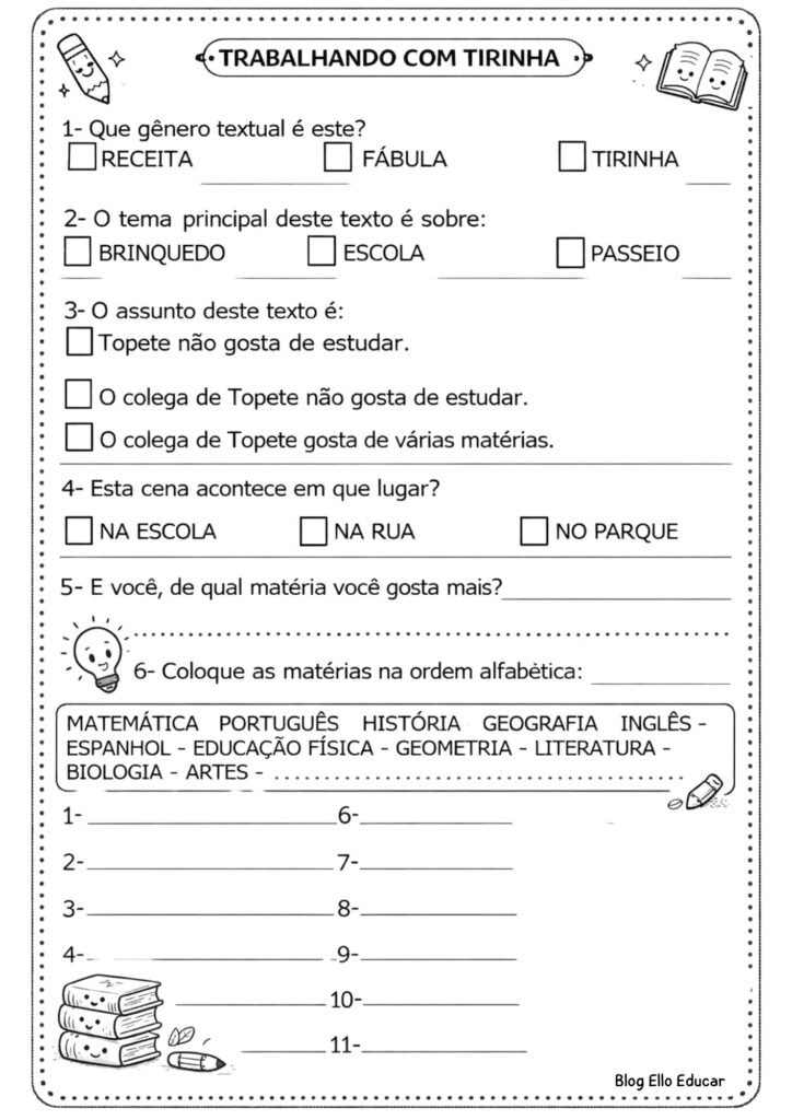 Atividades Dia da Escola 4° ano