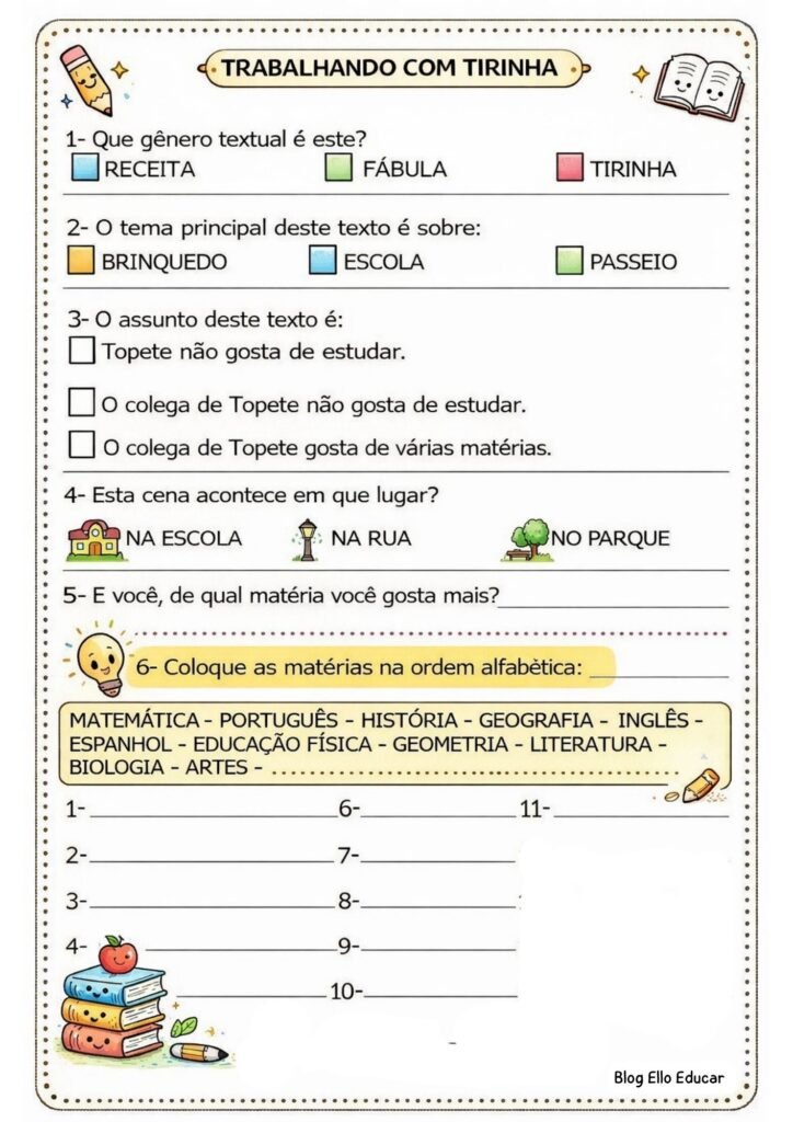 Atividades Dia da Escola 4° ano