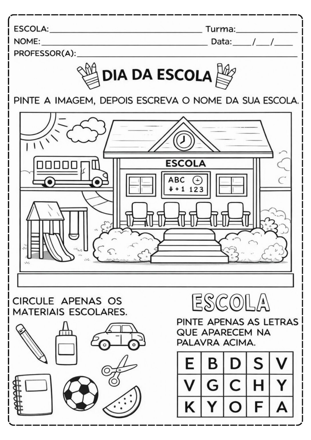 Atividades Dia da Escola para Alfabetização: Caderno Gratuito - Ello Educar