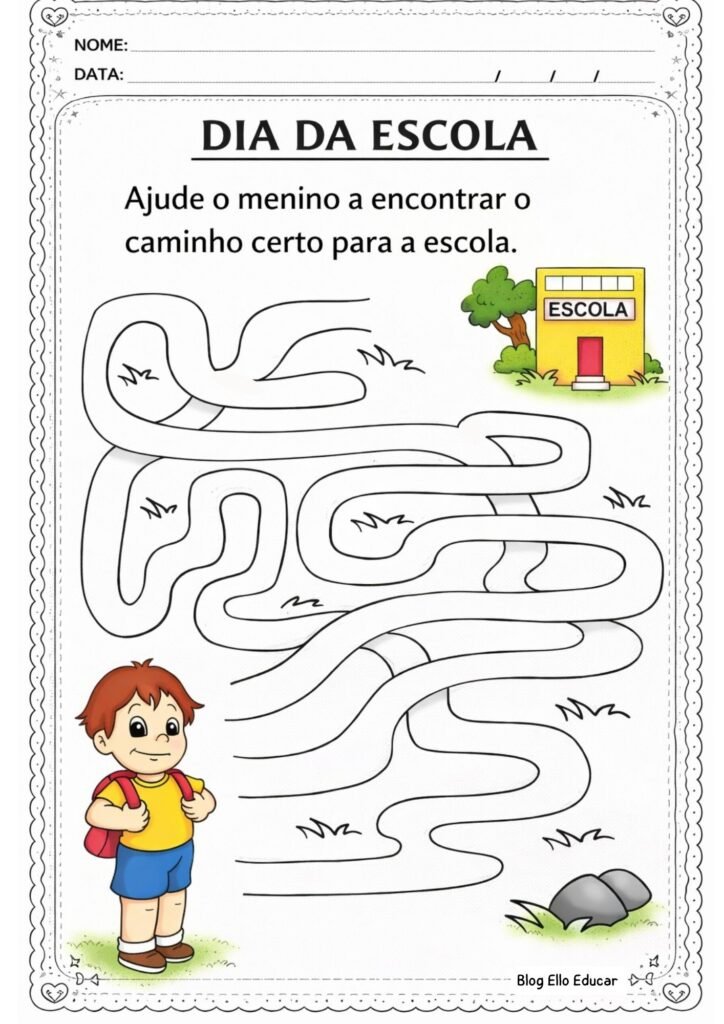 Atividades Dia da escola alfabetização