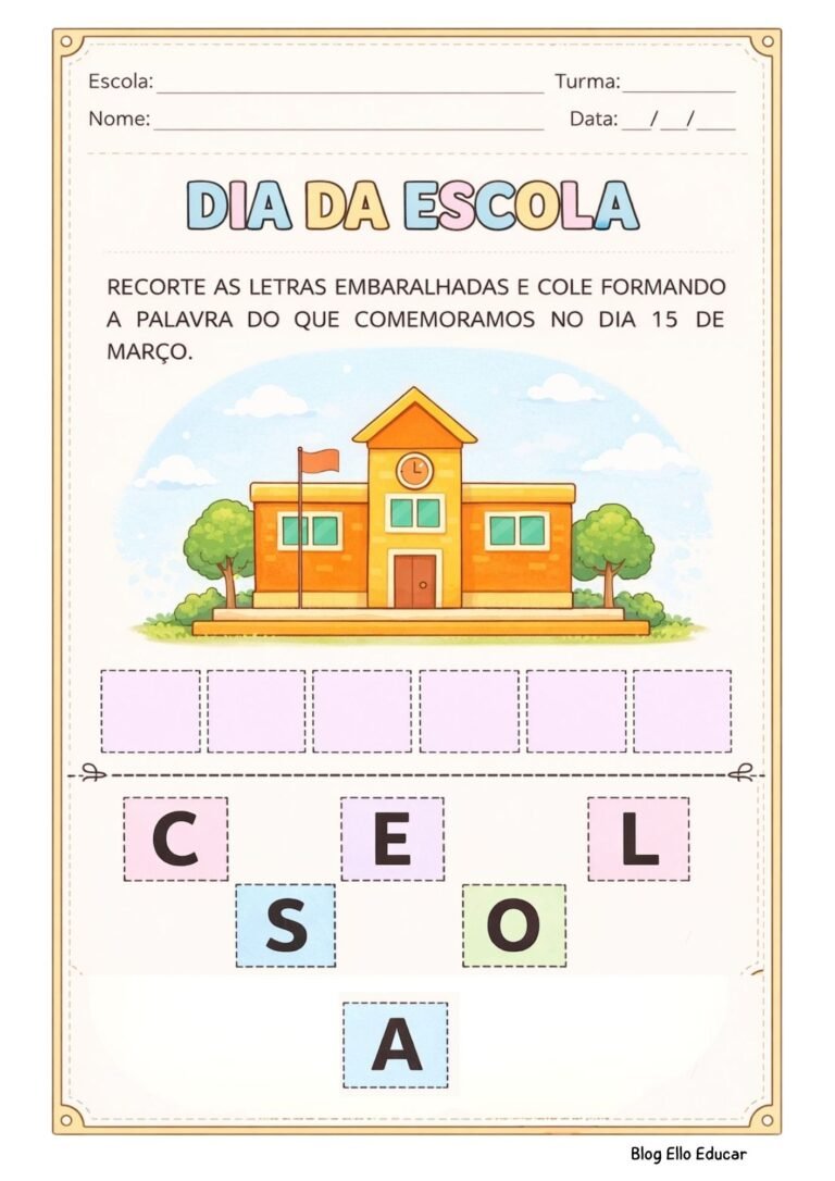 Atividades Dia da Escola Educação Infantil: Livro gratuito