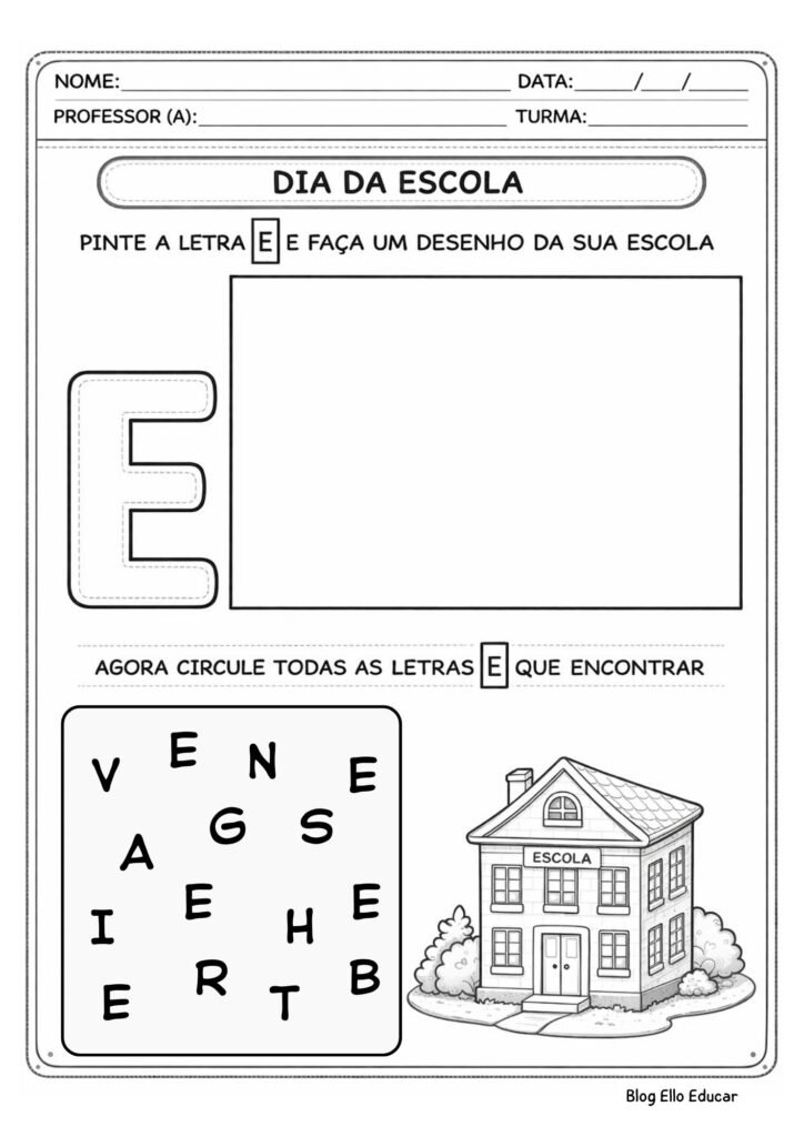 Atividades Dia da Escola educação infantil