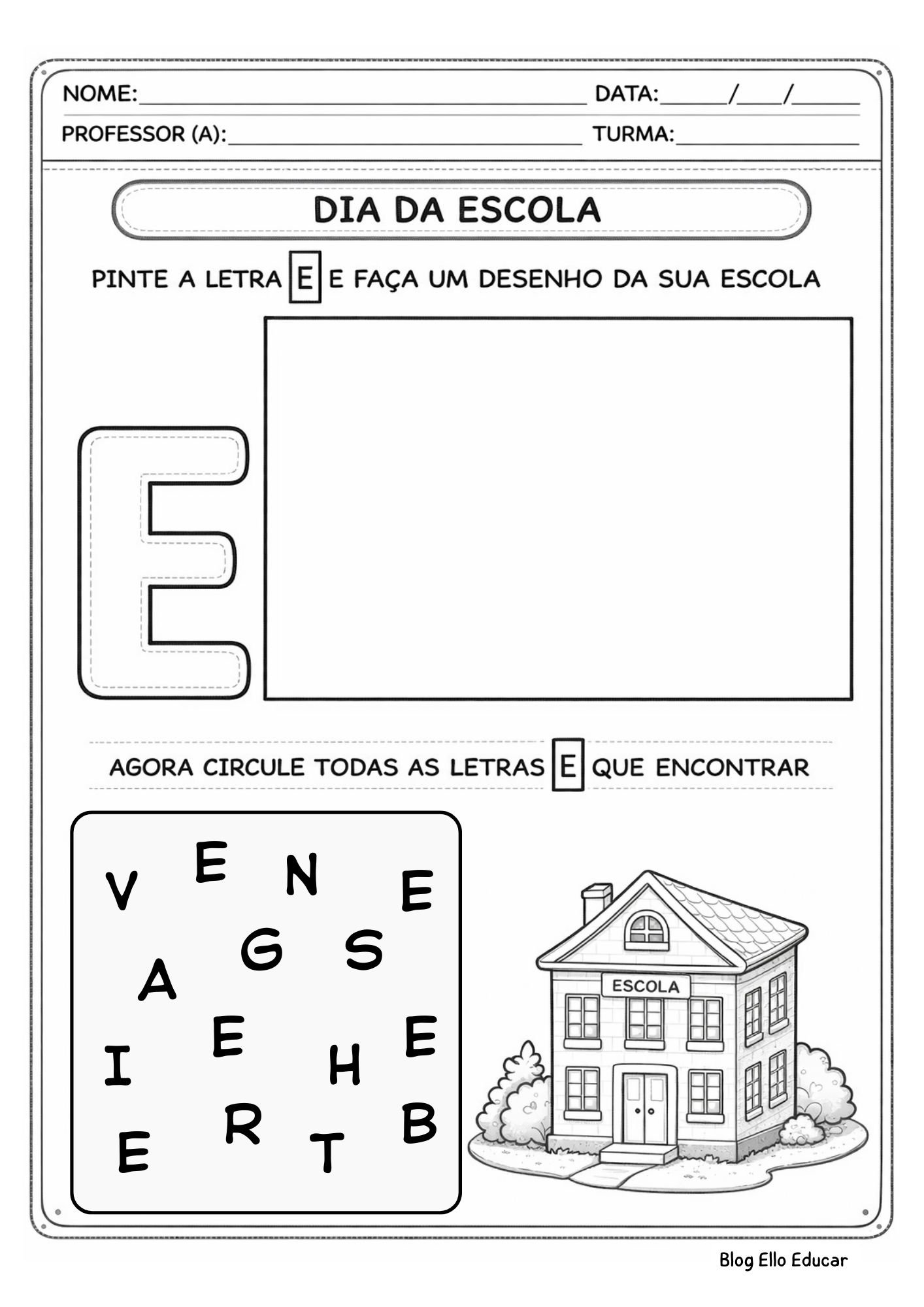 Atividades Dia da Escola Educação Infantil: Livro gratuito