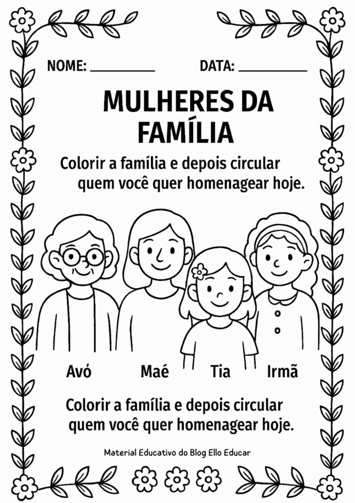 Atividades Dia da Mulher Educação Infantil