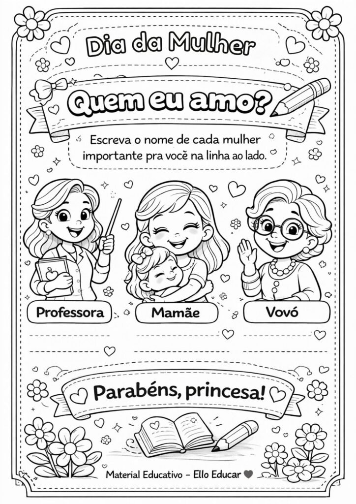 Atividades Dia da Mulher Educação Infantil