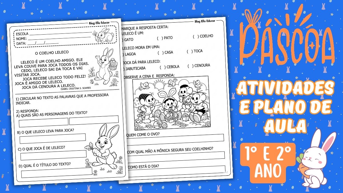 Atividades de Páscoa 1° e 2° ano: recurso gratuito com Plano de Aula