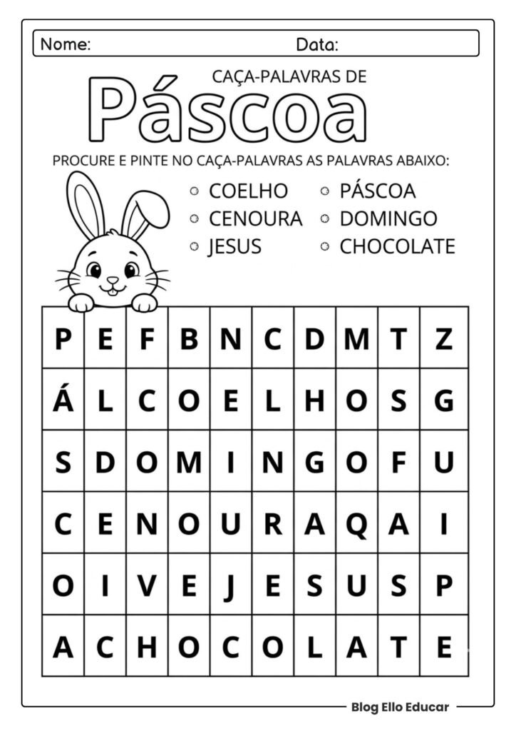 Atividades de Páscoa 1° ano