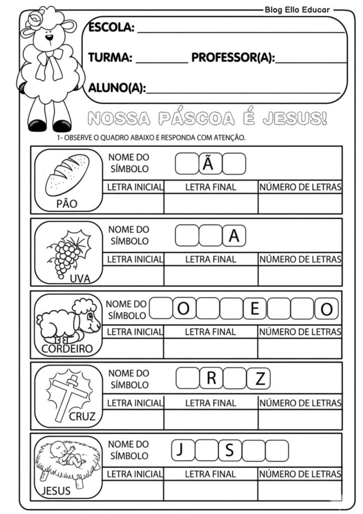 Atividades de Páscoa 1° ano