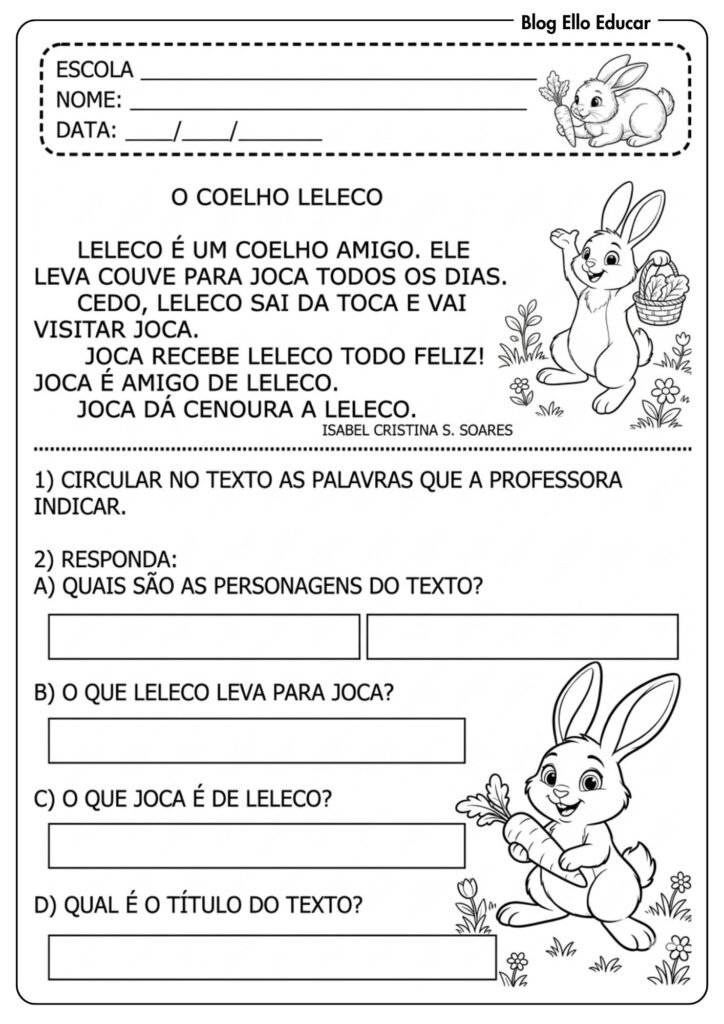 Atividades de Páscoa 1° e 2° ano