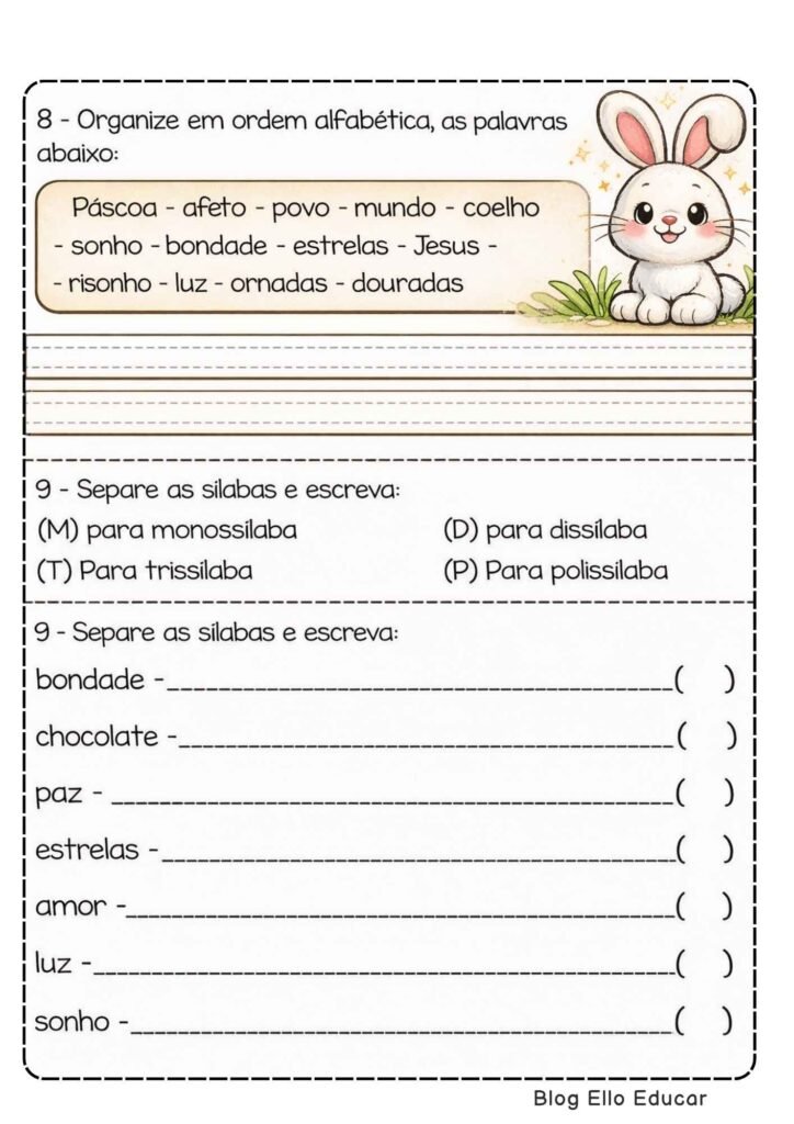 Atividades de Páscoa 3° ano