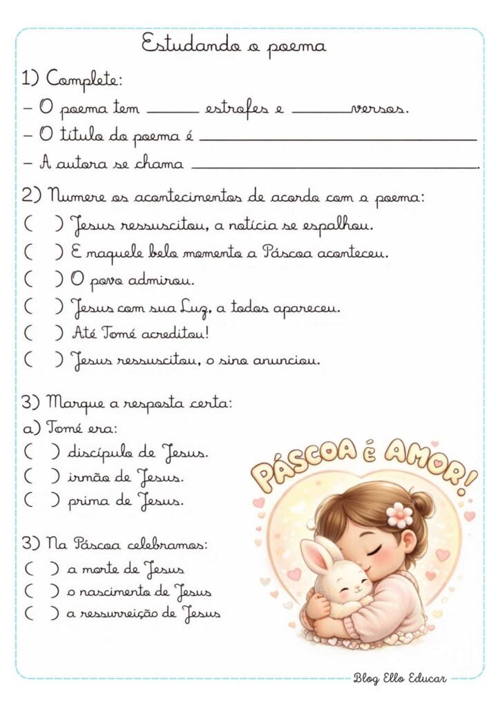 Atividades de Páscoa 4° ano