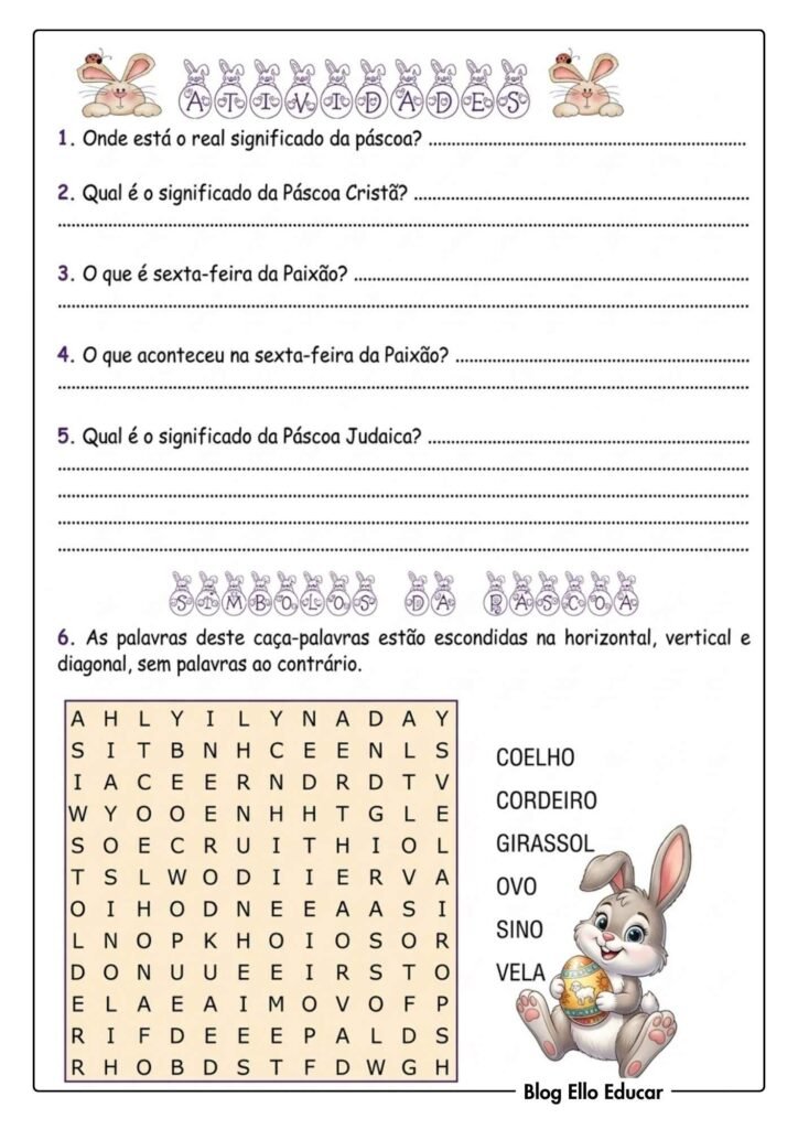 Atividades de Páscoa 5° ano.