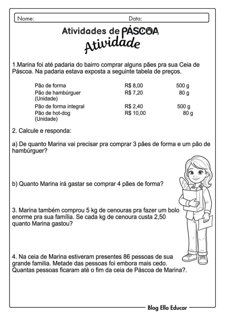 Atividades de Páscoa de Matemática 4° e 5° ano