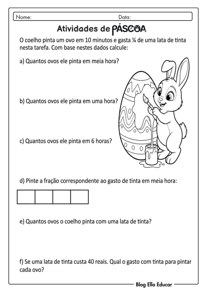 Atividades de Páscoa de Matemática 4° e 5° ano