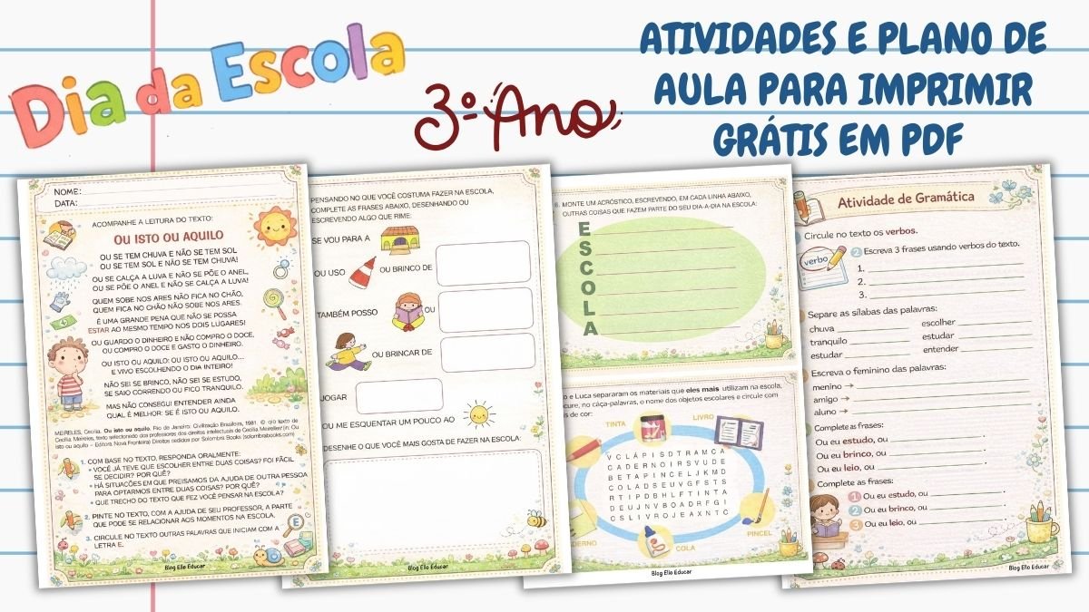 Atividades Dia da Escola 3° ano