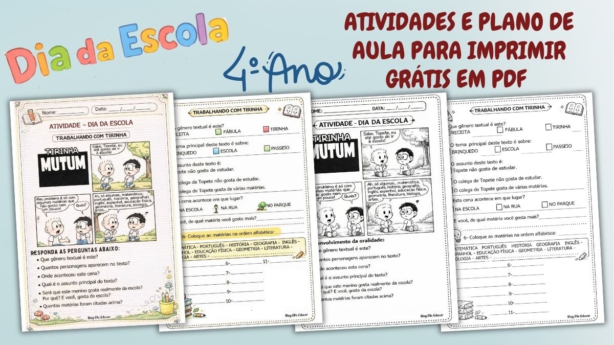Atividades Dia da Escola 4° ano
