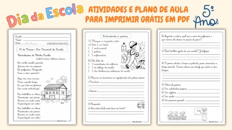 Atividade Dia da escola 5° ano