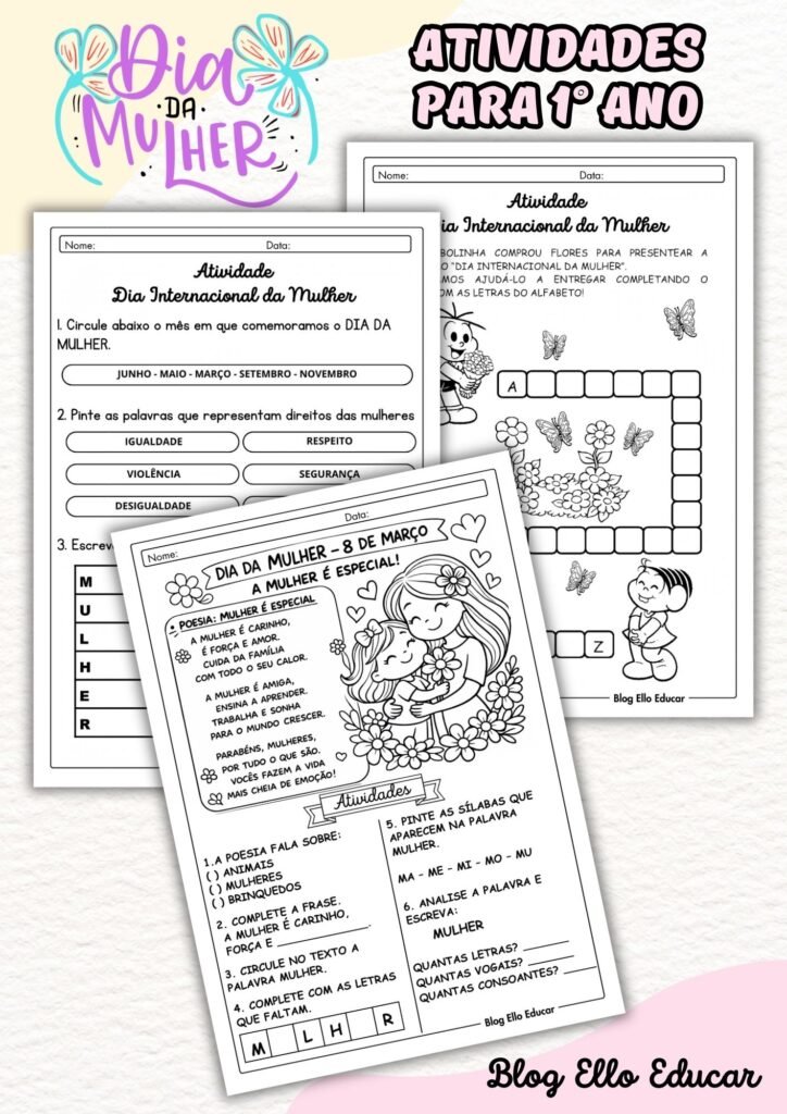 atividades dia da mulher 1° ano