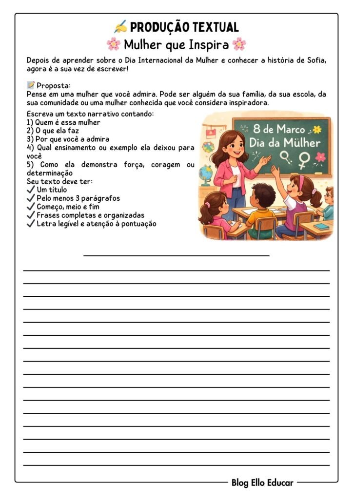 Atividades dia da mulher 5° ano