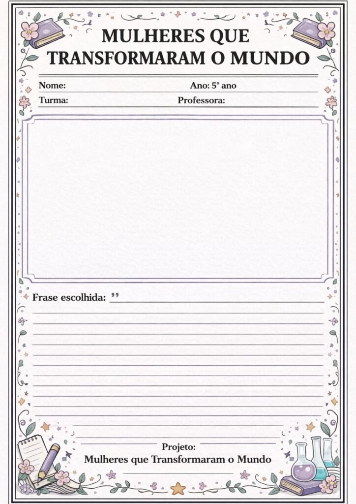 Atividades dia da mulher 5° ano