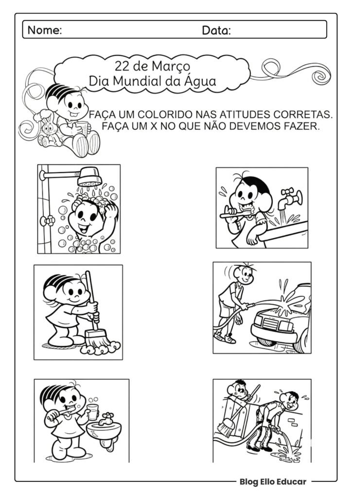 Atividades do Dia da água para imprimir