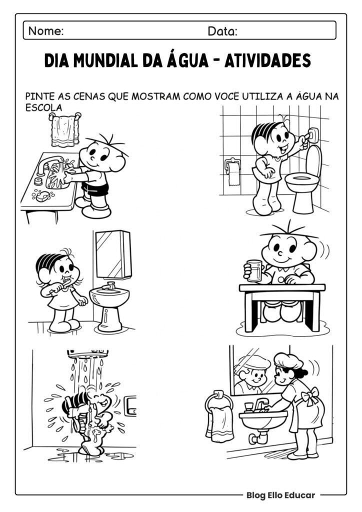 Atividades do Dia da água para imprimir
