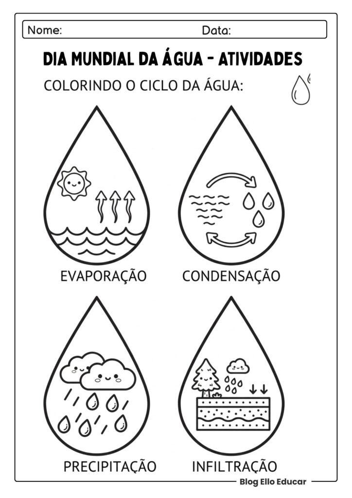 Atividades do Dia da água para imprimir